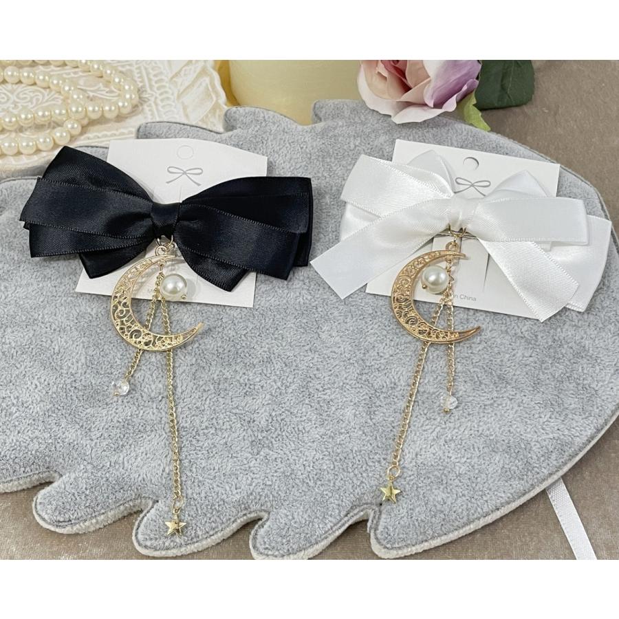 リボン ムーンバレッタ 可愛いヘアバレッタ 月の戦士 月 星 バレッタ ブラックムーン ホワイトムーン Yk0065 インポートセレクトショップsirena 通販 Yahoo ショッピング