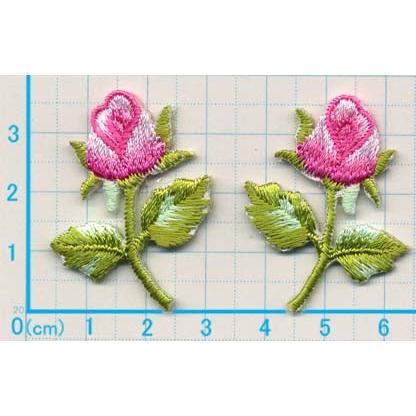 送料63円/小バラペアA/ピンク/アイロンワッペン/刺繍/アップリケ/花/薔薇｜siripohn｜02