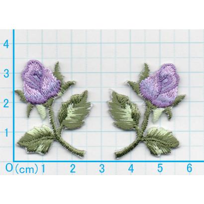 アイロンワッペン/刺繍/アップリケ/小バラペアA/紫/花/薔薇