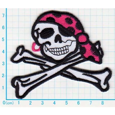 送料63円 バンダナスカル ピンク アイロンワッペン 刺繍 アップリケ ガイコツ ドクロマーク Ap アジアの布 しりぽーん 通販 Yahoo ショッピング