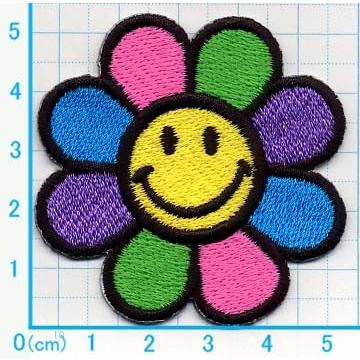 送料63円 スマイルフラワーm アイロンワッペン 刺繍 アップリケ ニコニコ ニコちゃんマーク 花柄 Ap アジアの布 しりぽーん 通販 Yahoo ショッピング