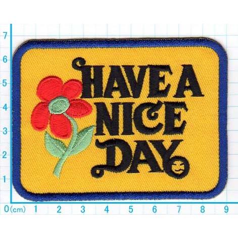 送料63円have A Nice Day黄アイロンワッペン刺繍アップリケ