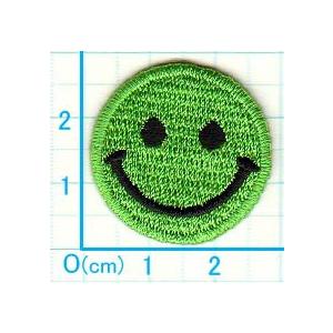 アイロンワッペン/刺繍/アップリケ/スマイルマークS黄緑3枚セット 