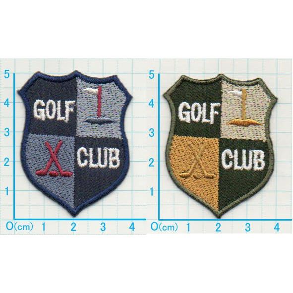 アイロンワッペン/刺繍/アップリケ/GOLF CLUB/Sサイズ/深緑・紺2