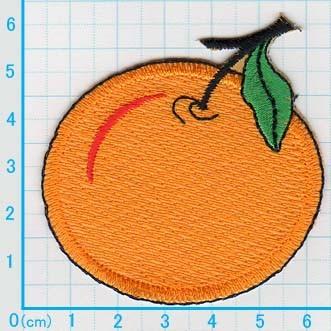 アイロンワッペン/刺繍/アップリケ/みかん_M/オレンジ/果物/フルーツ