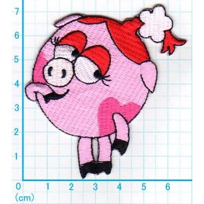 アイロンワッペン/刺繍/アップリケ/ギャル豚ちゃん/動物/ぶた アイロンワッペン/刺繍/アップリケ/ギャル豚ちゃん/動物/ぶた