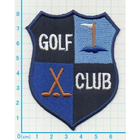 アイロンワッペン/刺繍/アップリケ/GOLF CLUB/紺/ゴルフクラブ