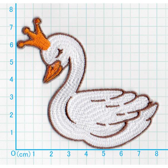アイロンワッペン/刺繍/アップリケ/クラウンスワン/白鳥/バレエ