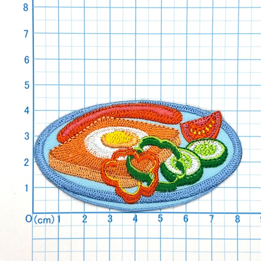 アイロンワッペン/刺繍/アップリケ/エッグトーストプレート/朝食/卵