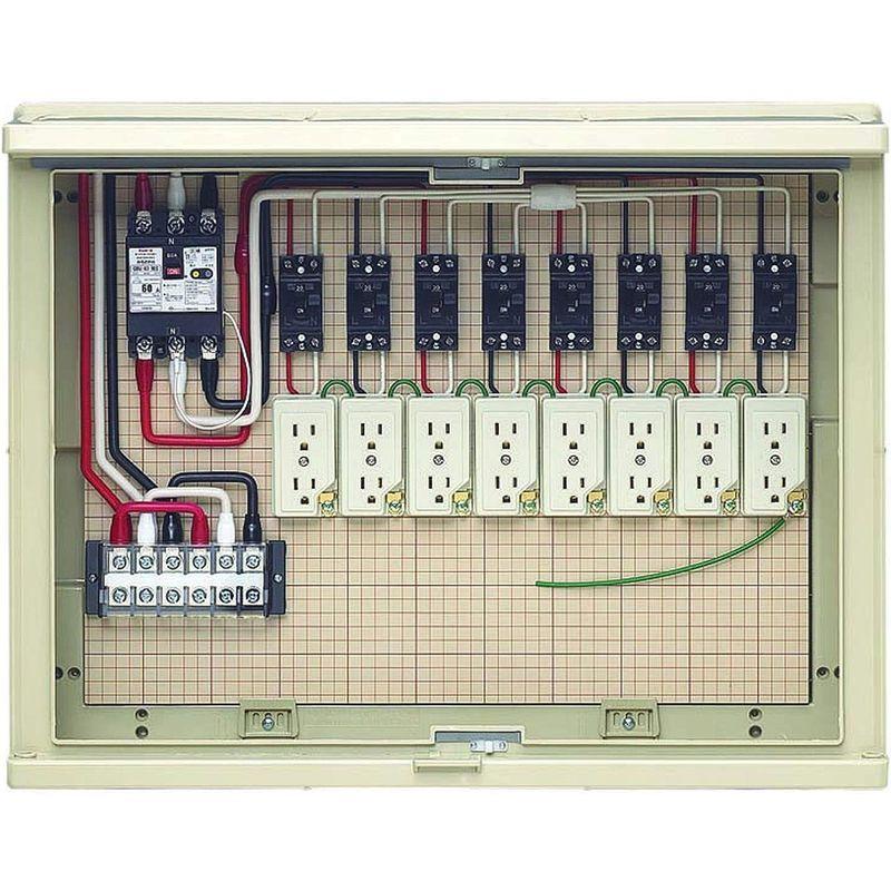 未来工業　屋外電力用仮設ボックス　漏電しゃ断器・分岐ブレーカ・コンセント内蔵　ELB組込品　17A-8C6TW