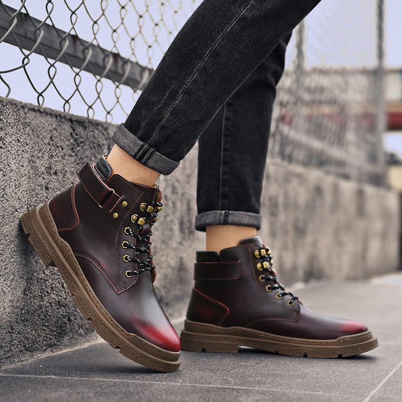 ワークブーツ メンズ 革 ファスナー 黒 ハイカット 防水 防寒 スノーブーツ おしゃれ かっこいい ショートブーツ 編み上げブーツ カジュアル 紳士靴 50 Off