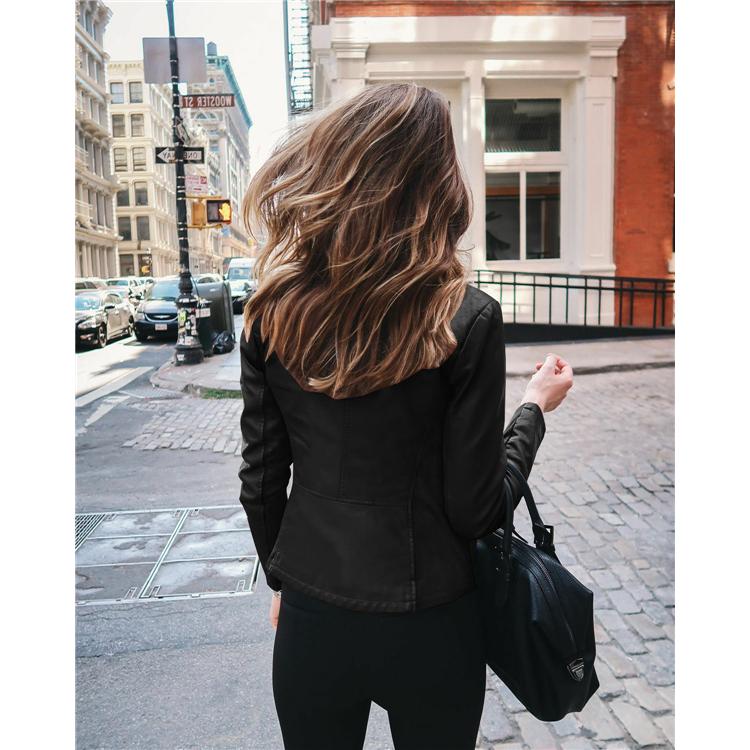 SALE／60%OFF】-ライダースジャケ•ット レディース 折り襟 PUレザー