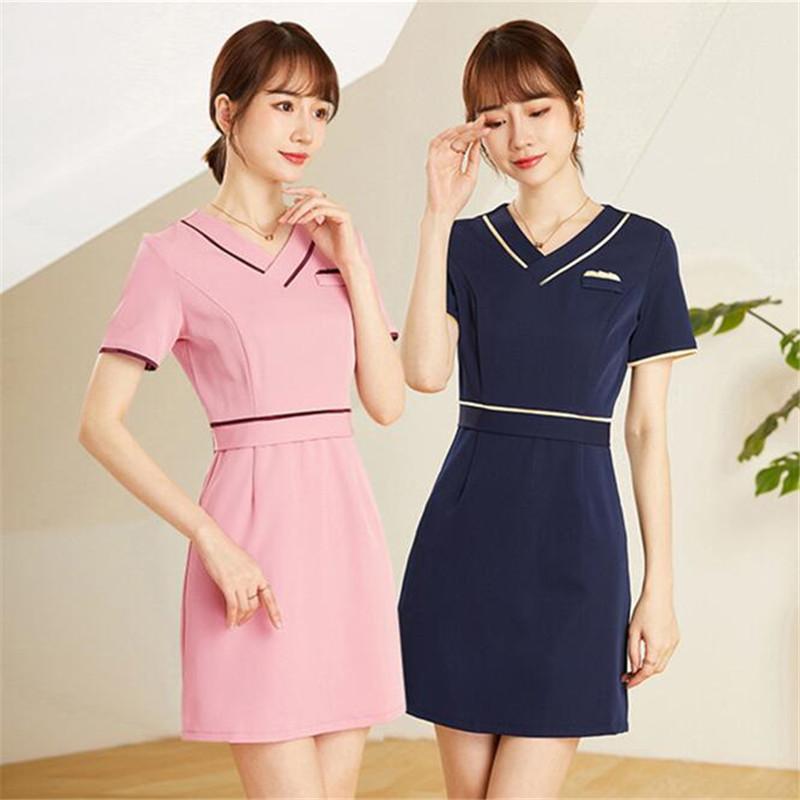 ユニフォーム レディース ワンピース 半袖 七分袖 Vネック 通勤 エステユニフォーム 美容 マッサージ 女性 制服 サロン エステサロン Hx21sep30mrzf02 しろくまstore 通販 Yahoo ショッピング