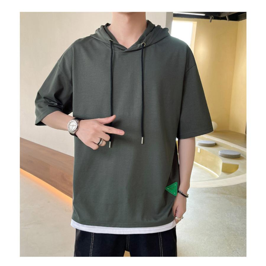 21年新作 送料無料 パーカー メンズ 半袖パーカー Tシャツ ゆったり 七分袖 スポーツ 夏パーカー フード付き カジュアル おしゃれ かっこいい Simbcity Net