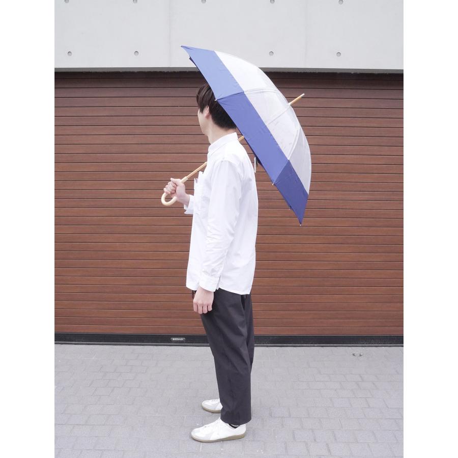 エコクリア 雨傘 ビニール傘 バイカラー 透明傘 木製 ブランド