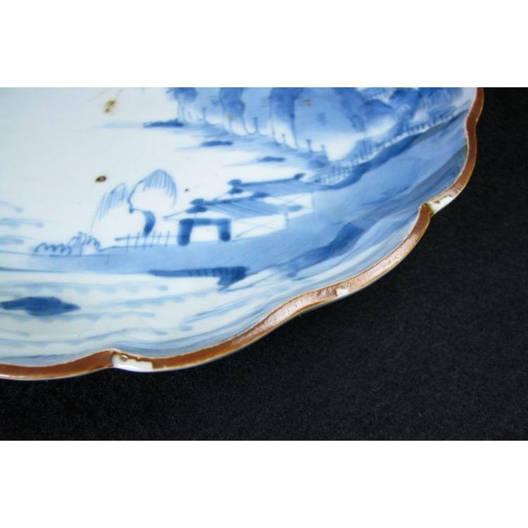 古伊万里　染付　山水文　輪花小皿　5枚 古伊万里 染付 山水文 輪花小皿 5枚 古伊万里 染付 山水