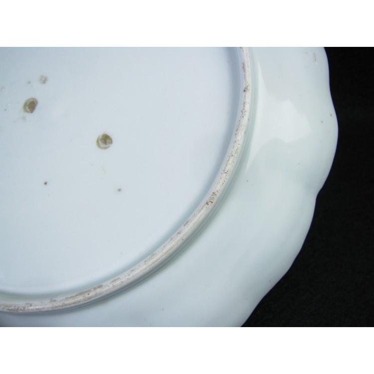 古伊万里、染め付け、三花、楼閣山水、輪花深大皿江戸時代、