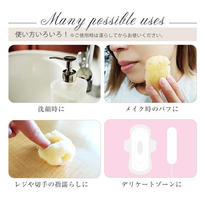 海綿 個包装 ジップロック袋付き HOKUTO 天然 海綿 吸収 スポンジ 50個