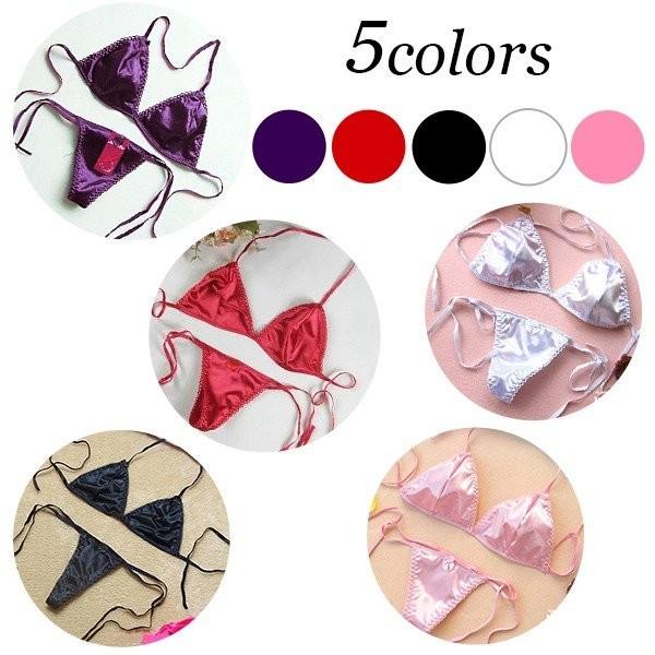 マイクロビキニ メンエス メンズエステ ベビードール ランジェリー ブラ＆ショーツ セット ブラジャー ショーツ サテン セクシー キュート の商品画像