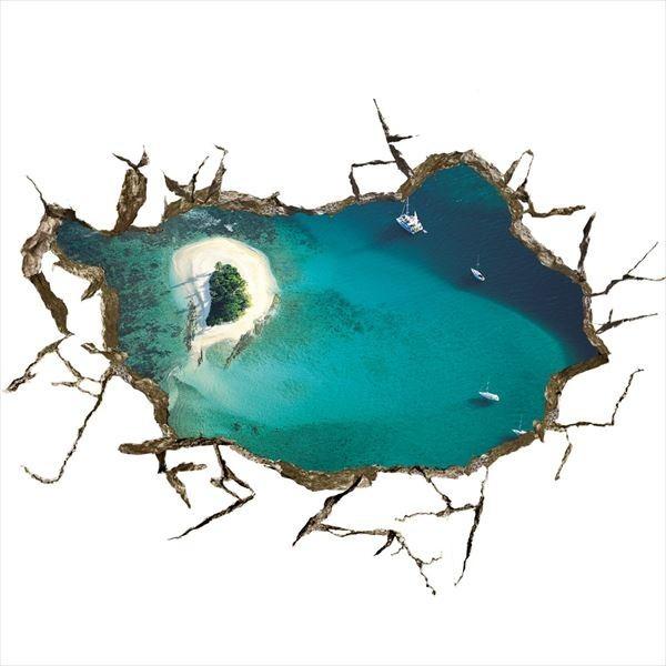 春の新作続々 ウォールステッカー トリック アート 3d 海と島 オーダーメイド トリックアートシリーズ シール はがせる 壁紙 防水 Cisama Sc Gov Br