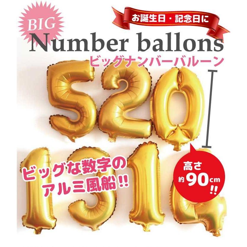 選べる4色(数字 バルーンBIGサイズ) 約90CM アルミ 風船