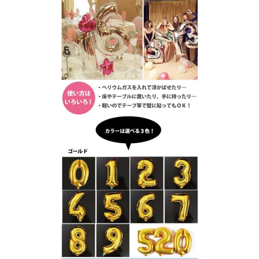 選べる4色(数字 バルーンBIGサイズ) 約90CM アルミ 風船 メタリック
