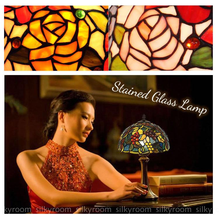 美品♪アンティーク　ステンドグラスランプ　間接照明 楽天市場】ステンドランプ テーブルランプ ハナハナ ミックス