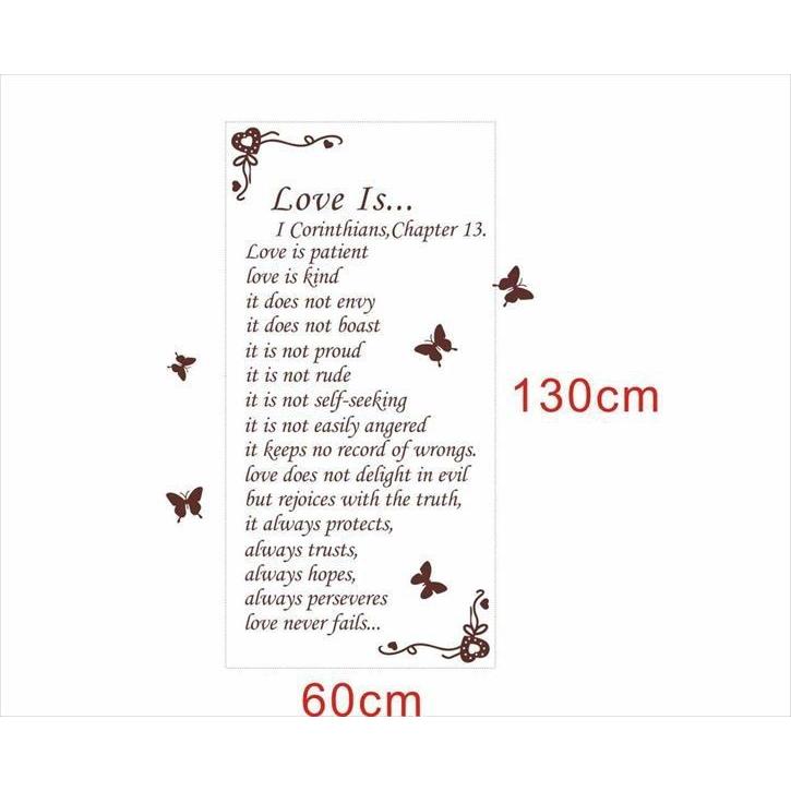 Silkyroom 国内即発送 特大サイズ Love Is コリント使徒への手紙13章 転写式ウォールステッカー ウォール シール 壁紙 自然 ステッカー はがせる 壁シール