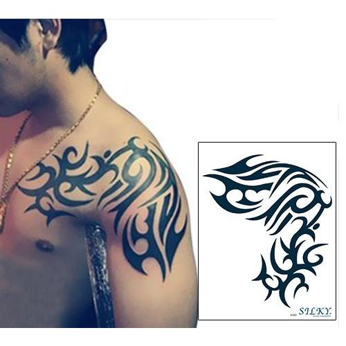 貼るTATOO(左肩用) 防水防汗で長持ち日本未発売デザイン タトゥーシール 大きい サイズ（メール便配送）トライバルタトゥー 海 水着| タトゥシール｜siruki｜02