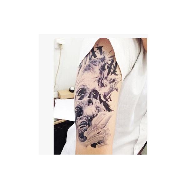 タトゥーシール 防水 防汗 長持ち ドクロ カラス モノクロ 送料無料 タトゥー シール Tatoo 入れ墨 ボディシールタトゥ 刺青 アクセサリー Tt 376 シルキーウォールステッカー専門店 通販 Yahoo ショッピング