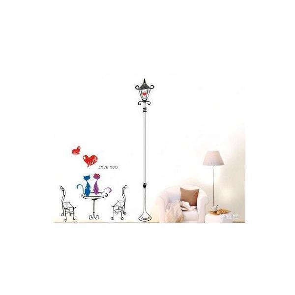 キャットとランプステッカー Ws 071送料無料 大きめサイズ ウォールステッカー ウォールペーパー シール Ws 071 シルキーウォールステッカー専門店 通販 Yahoo ショッピング