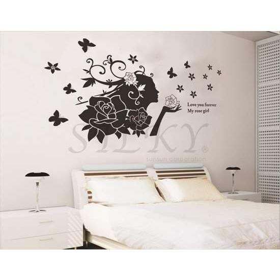 ウォールステッカー ローズガール薔薇 バラ 人 北欧 はがせる インテリアシール 壁紙 賃貸 装飾 ウォールデコ 送料無料 壁シール Ws 277 シルキーウォールステッカー専門店 通販 Yahoo ショッピング