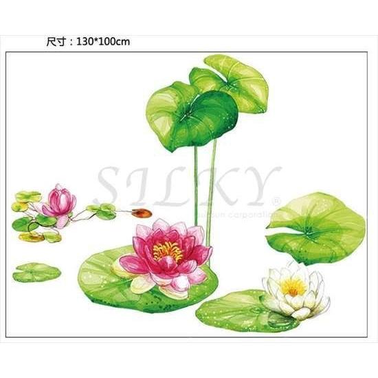 ウォーターリリー 水回りにおすすめ ウォールステッカー シール 北欧 壁紙 はがせる壁紙 キッチン トイレ 子供部屋 花 お風呂 に 貼る 窓 ウォール ス Ws 281 シルキーウォールステッカー専門店 通販 Yahoo ショッピング