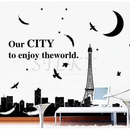 国内外の人気が集結 エッフェル塔とパリ市街 ウォールステッカー ウォール ステッカー シール 北欧 はがせる 壁紙 フランス 建物 街並み Spurs Sc