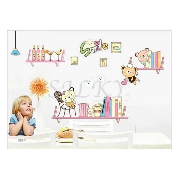 ベアーシェルフ ウォールステッカー ウォール ステッカー シール 北欧 はがせる 壁紙 送料無料くま テディベア 本 シェルフ メルヘン Smile Ws 4 シルキーウォールステッカー専門店 通販 Yahoo ショッピング
