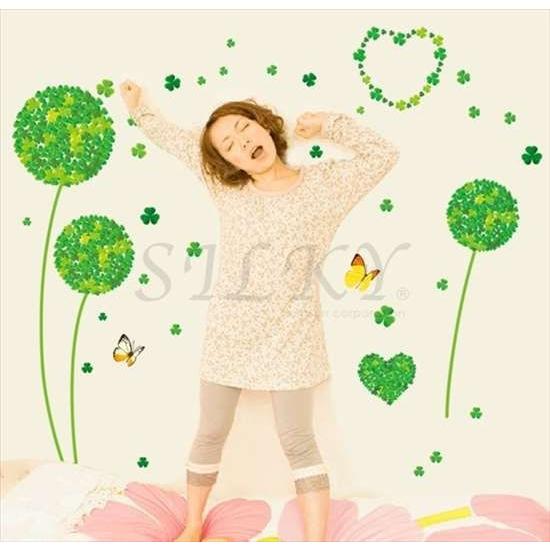クローバーリーフ ウォールステッカー ウォール ステッカー シール 北欧 はがせる 壁紙 送料無料植物 クローバー ハート 幸福 蝶 Ws 429 シルキーウォールステッカー専門店 通販 Yahoo ショッピング