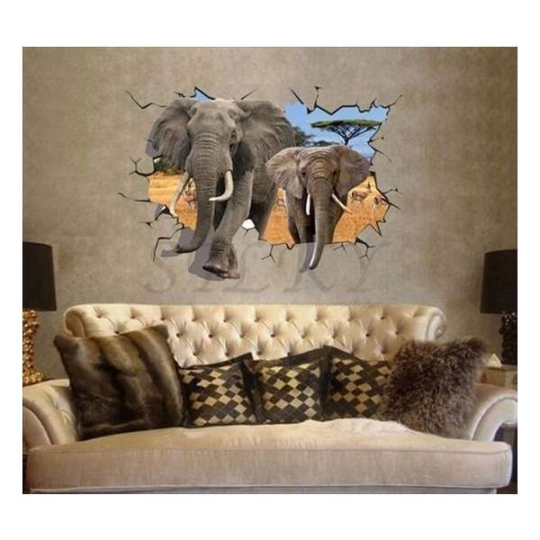 象の親子トリックアート ウォールステッカー ウォール ステッカー シール 北欧 はがせる 壁紙 送料無料アニマル 象 リアル 飛び出す 3d サファリ Ws 473 シルキーウォールステッカー専門店 通販 Yahoo ショッピング