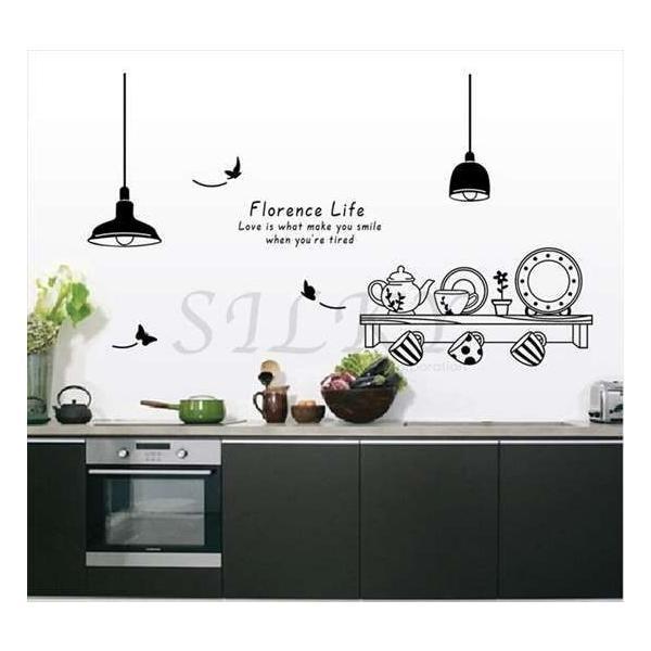 Florence Life ウォールステッカー ウォール ステッカー シール 北欧 自然 はがせる 壁紙 子供にも安心 モノクロ キッチン シェルフ インテリ Ws 519 シルキーウォールステッカー専門店 通販 Yahoo ショッピング