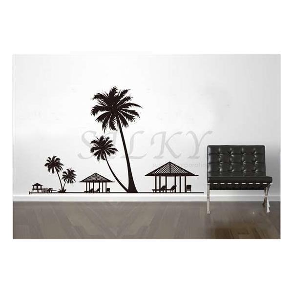 南国の夜景 ウォールステッカー ウォール ステッカー シール 北欧 自然 はがせる 壁紙 子供にも安心 モノクロ 植物 ヤシの木 インテリアシール Ws 574 シルキーウォールステッカー専門店 通販 Yahoo ショッピング