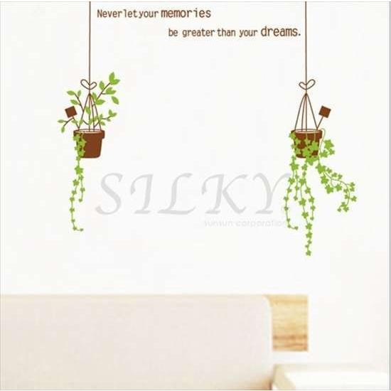 ハンギングバスケット ウォールステッカー シール 北欧 自然 壁紙 はがせる壁紙 キッチン お風呂 浴室 トイレ 天井 かわいい 子供部屋 ウォールデコレー Ws 604 シルキーウォールステッカー専門店 通販 Yahoo ショッピング