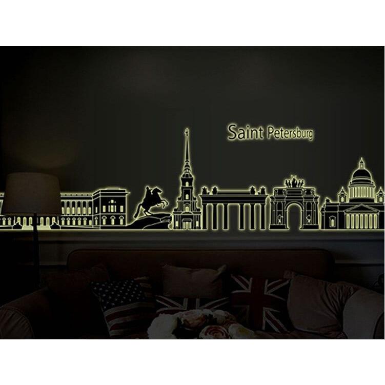 夜光 サンクトペテルブルク ウォールステッカー ウォール ステッカー シール 北欧 はがせる 壁紙 送料無料蓄光 風景 モノクロ ロシア Ws 740 シルキーウォールステッカー専門店 通販 Yahoo ショッピング