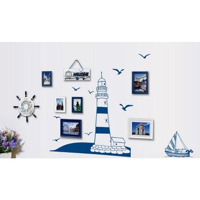 灯台とヨット ウォールステッカー ウォール ステッカー シール 北欧 はがせる 壁紙 送料無料モノトーン 地中海 船 海 カモメポイント消化 Ws 758 シルキーウォールステッカー専門店 通販 Yahoo ショッピング