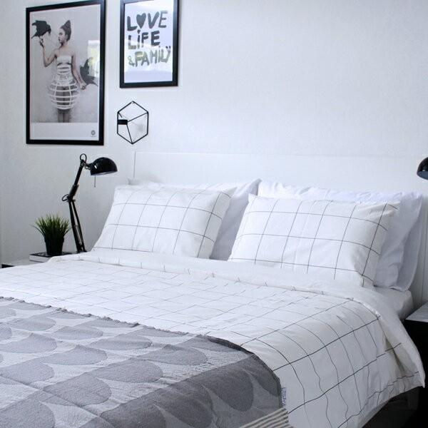 シンプルな白黒布団セット 布団セット 固綿入り 7点 セミシングルショート EF7-80180P