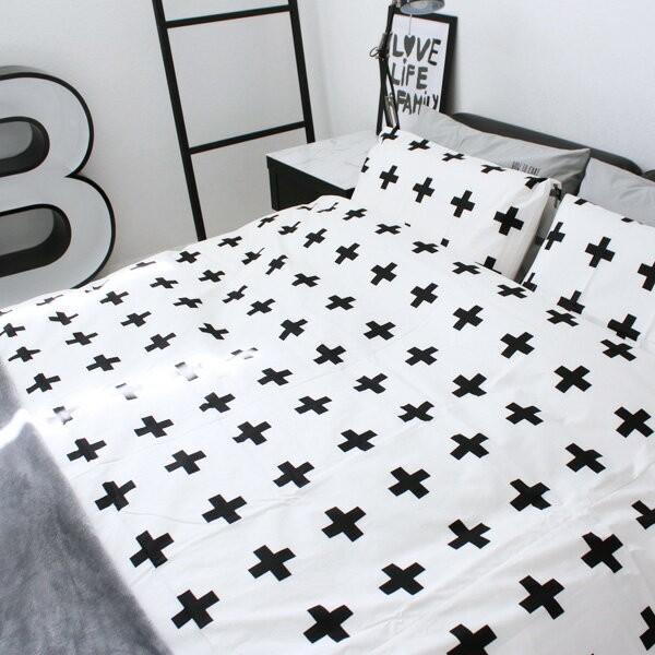 monotone モノトーン布団カバー ダブル&ピローカバー 2枚セット(黒白) monotone モノトーン布団カバー ダブル&ピローカバー 2枚セット