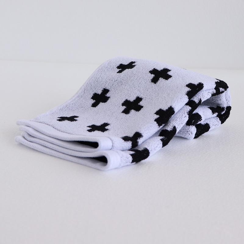 フェイスタオルおしゃれ 北欧 クロス柄 今治産 綿100％ モノトーン