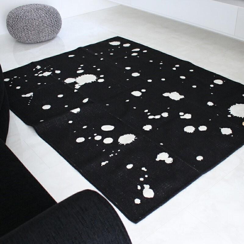 ラグ176cm×176cm 日本製　sisdesign ORIGINAL ウォッシャブル コットン ラグ　モノトーン　黒　グレー_3