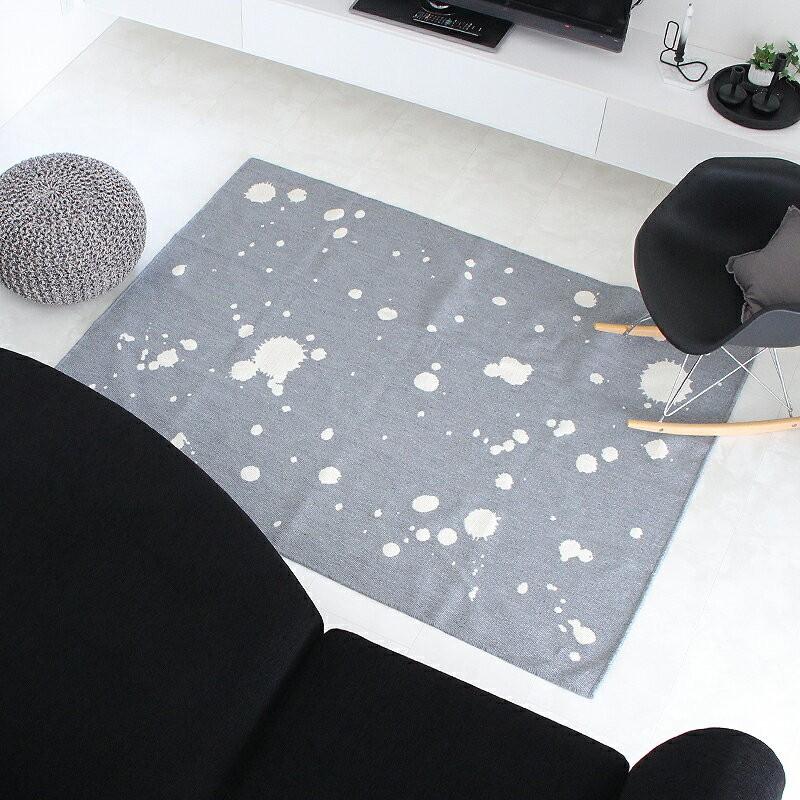 ラグ176cm×176cm 日本製　sisdesign ORIGINAL ウォッシャブル コットン ラグ　モノトーン　黒　グレー_5