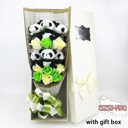 ぬいぐるみ パンダ束 ブーケ 花束 可愛い プレゼント Box付き バラ 笹