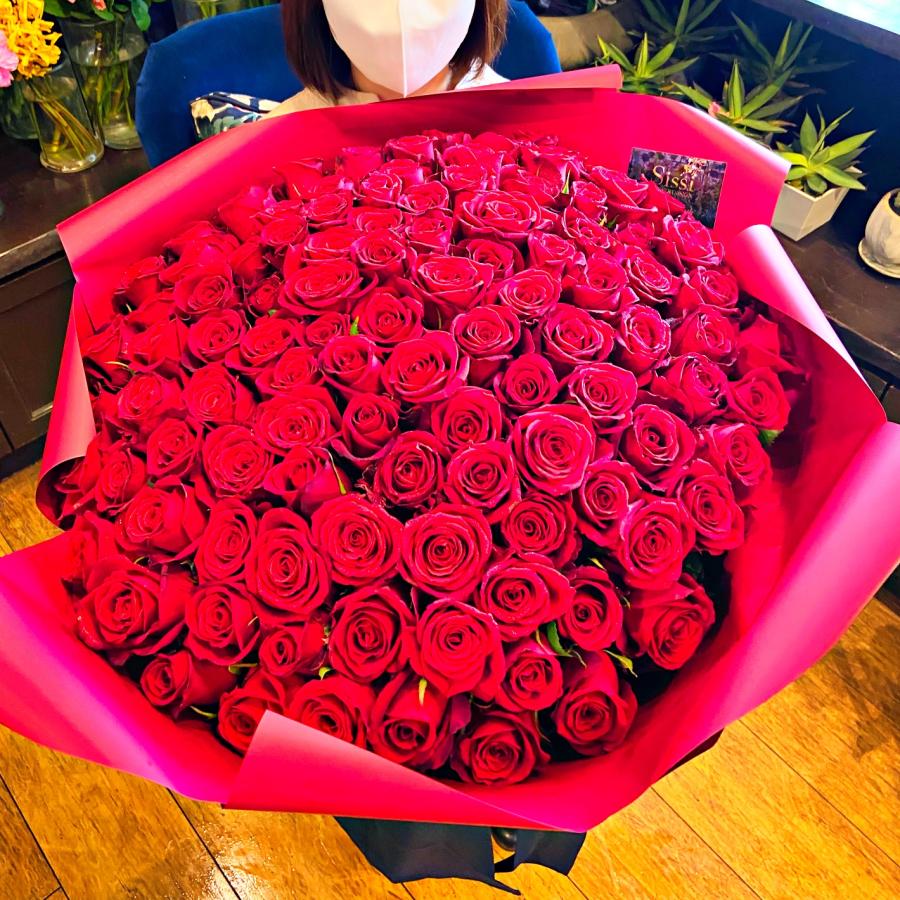 フラワーバレンタイン 赤バラ 100本 誕生日 花 フラワーギフト 結婚祝い クリスマス ホワイトデー プレゼント 送料無料_4