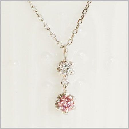 待望☆】 ピンクダイヤモンドネックレス k18wg - ネックレス 